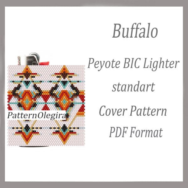 Buffalo beading lighter cover pattern Beading patterns Bead peyote pattern Beading Olegirabeadpatterns