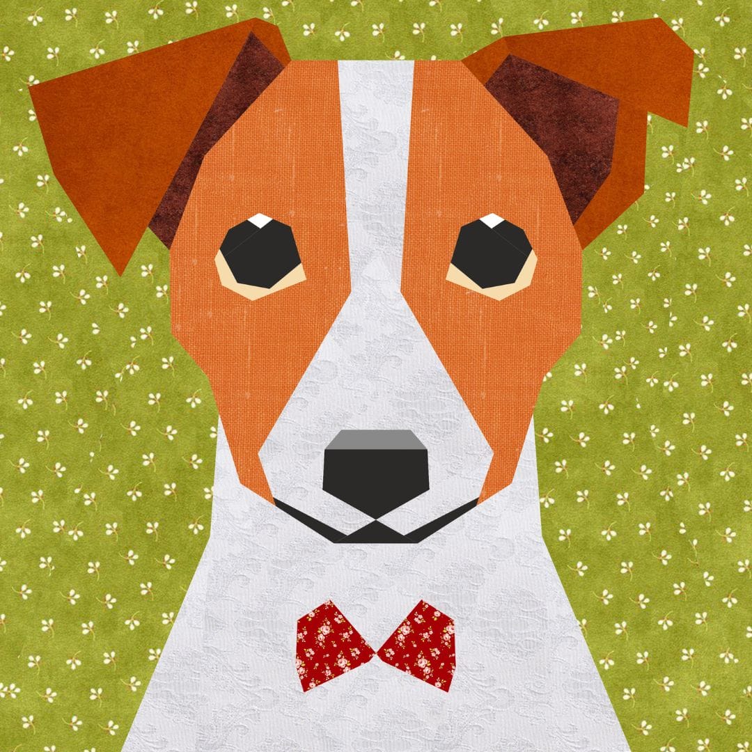 8in Jack Russell quilt block patterns 4 versions with variation 8 Jack Russell quilt block patterns