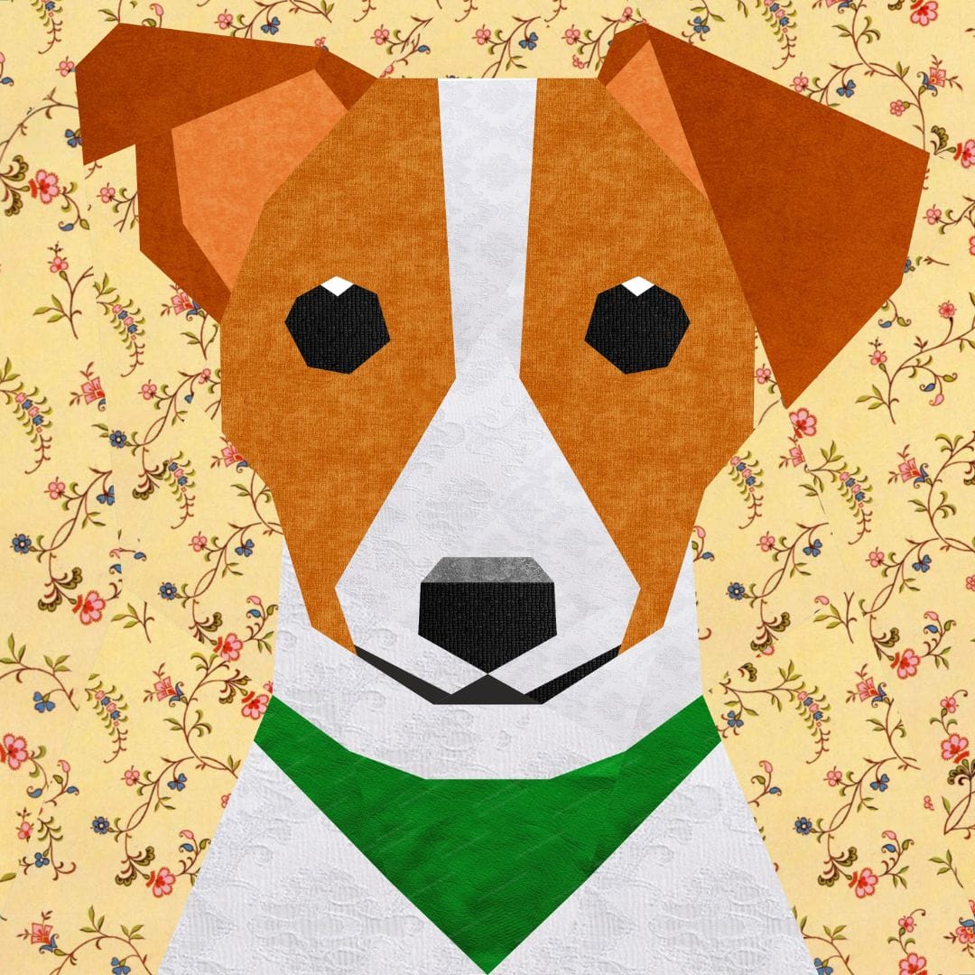 8in Jack Russell quilt block patterns 4 versions with variation 7 Jack Russell quilt block patterns