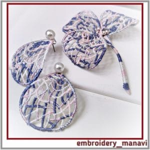 In The Hoop set original FSL brooch and earrings fancy shape