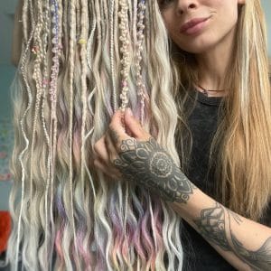 IN STOCK dreads dreadlocks with curls rainbow blond