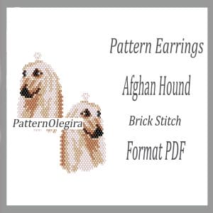 Afghan Hound Dog Dog Earrings bead pattern Beading pattern Olegirabeadpatterns
