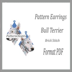 Bull Terrier Dog Earrings bead pattern Beading pattern Olegirabeadpatterns