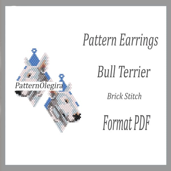 Bull Terrier Dog Earrings bead pattern Beading pattern Olegirabeadpatterns