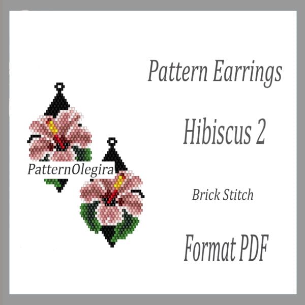 Hibiscus 2 beading earrings pattern Hibiscus bead pattern Brick Stitch pattern Olegirabeadpatterns