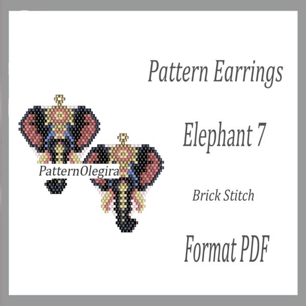 ELEPHANT 7 Earrings bead pattern PDF file Elephant bead pattern Beading Olegirabeadpatterns