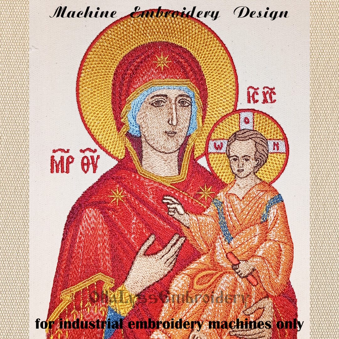 Theotokos The Guide embroidery design 3 Embroidered icon of Virgin Mary