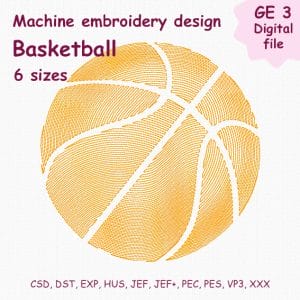 Machine embroidery design Basketball, sport ball for boy, teen