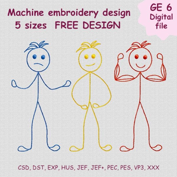 Machine embroidery design Little men for boy, teen, free download