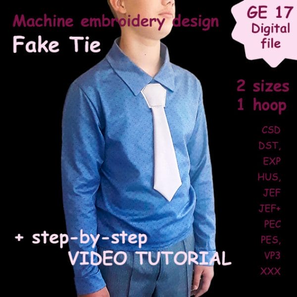 Embroidery design tie, machine embroidery fake tie for boy