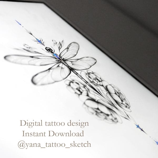 Dragonfly Tattoo Design Flowers And Dragonfly Tattoo Idea Stencil