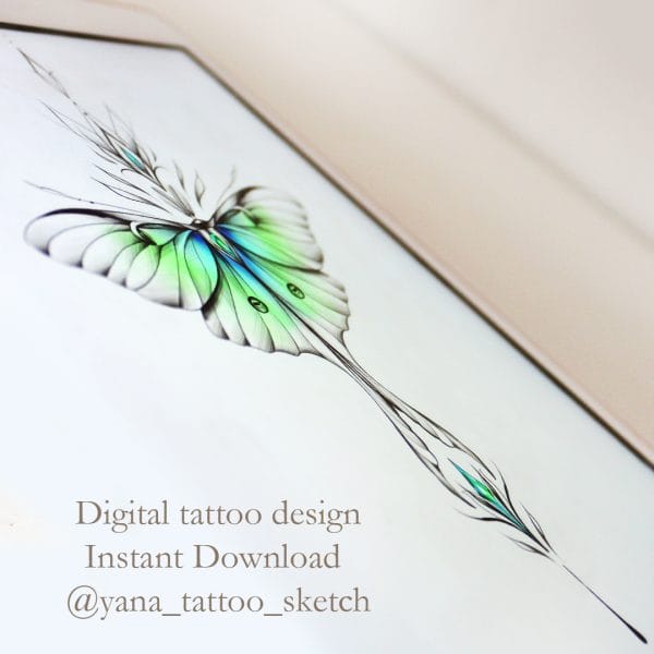 Luna Moth Tattoo Design Luna Moth Tattoo Idea Stencil Sketch