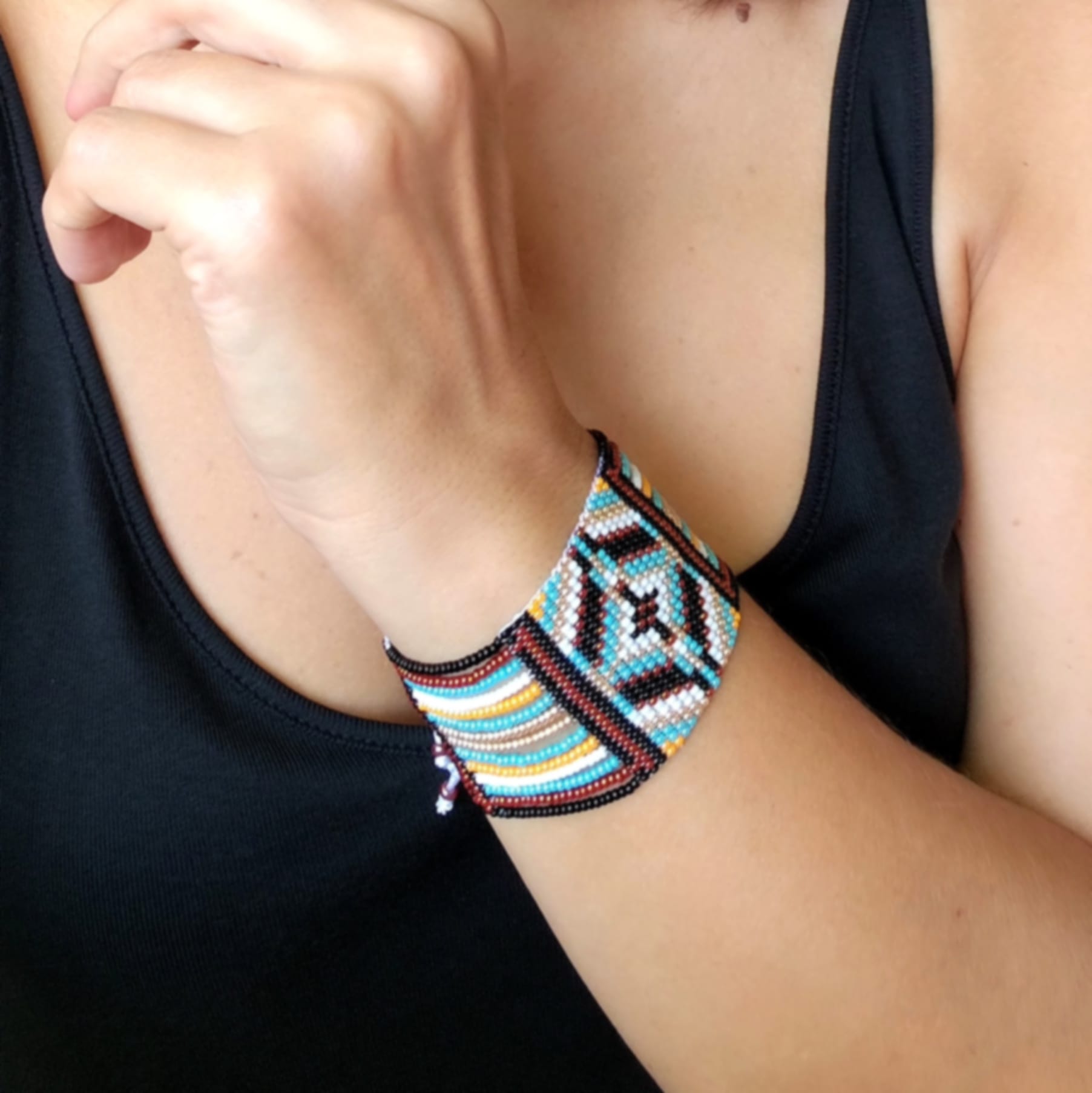 Loom beaded bracelet pattern Geometric pattern PDF file Set 7 Loom beaded bracelet pattern Paired cuff bracelet PDF file