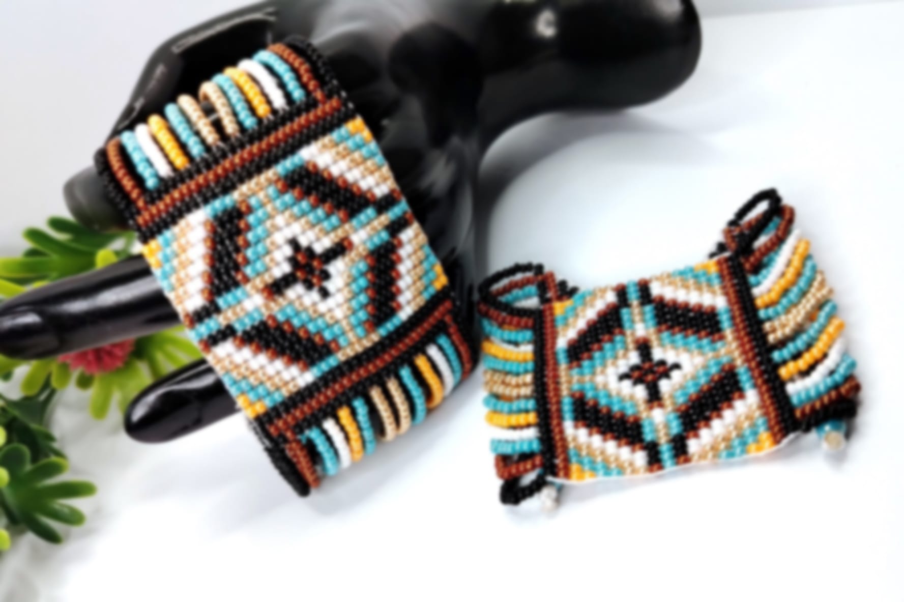 Loom beaded bracelet pattern Geometric pattern PDF file Set 8 Loom beaded bracelet pattern Paired cuff bracelet PDF file