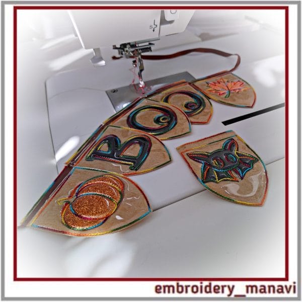 In_The_Hoop_designs_for_embroidery_pendants_with_‘BOO’_maple_leaf_pumpkin_bat_embroidery_Applique_by_Embroidery_Manavi_05