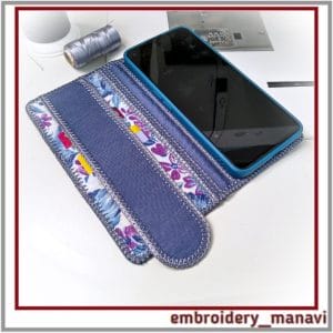 In the hoop embroidery design smartphone case card slots Cat