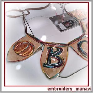 Set ITH pendants BOO maple leaf pumpkin bat embroidery Applique