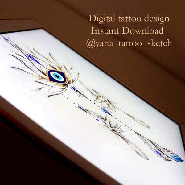 Evil Eye Tattoo Design Evil Eye Lotus Flower Tattoo Stencil Idea