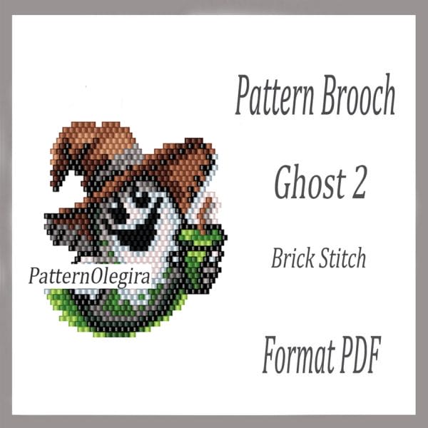 Ghost 2 bead brooch pattern Ghost beading pattern Halloween bead pattern Olegirabeadpatterns