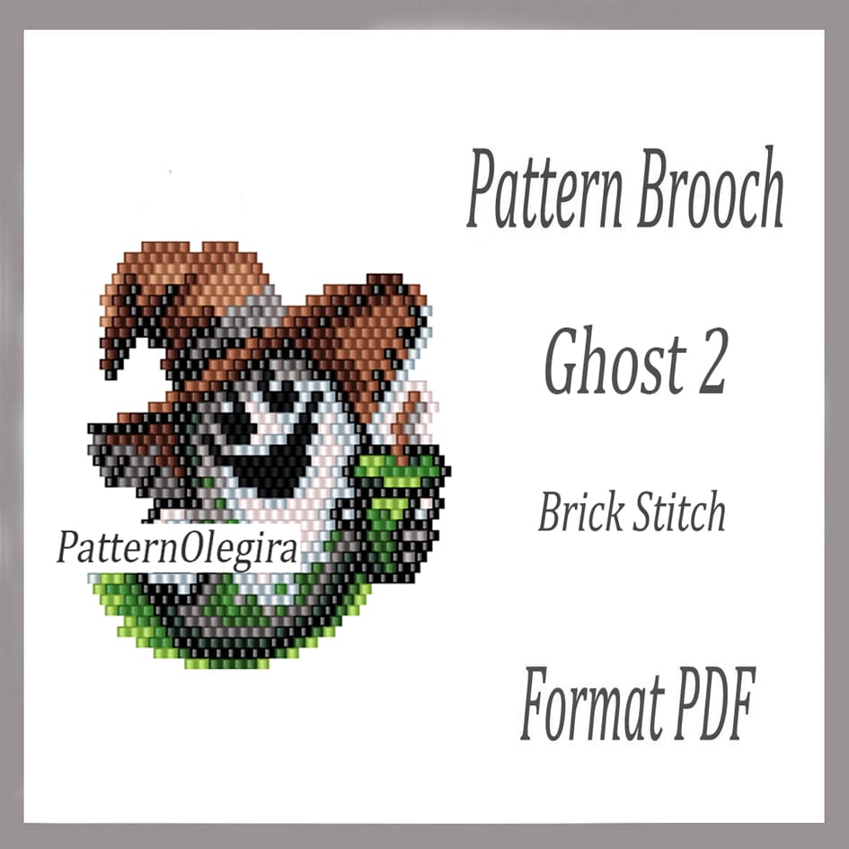 Ghost 2 brooch bead pattern PDF file Bead pattern brick stitch 1 Ghost 2 bead brooch pattern Ghost beading pattern Halloween bead pattern Olegirabeadpatterns