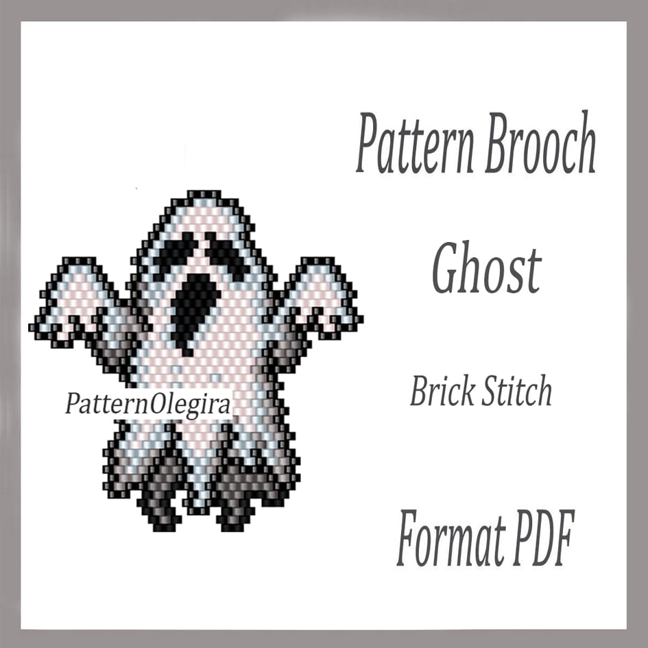 Ghost brooch bead pattern PDF file Bead pattern brick stitch 1 Ghost bead brooch pattern Ghost beading pattern Halloween bead pattern Olegirabeadpatterns