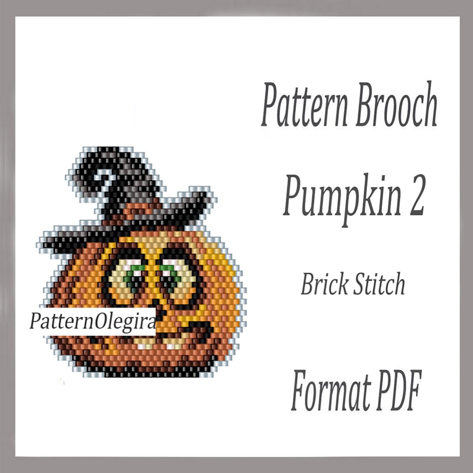 Pumpkin 2 brooch bead pattern PDF file pattern brick stitch 1 Pumpkin 2 bead brooch pattern Pumpkin beading pattern Halloween bead pattern Olegirabeadpatterns