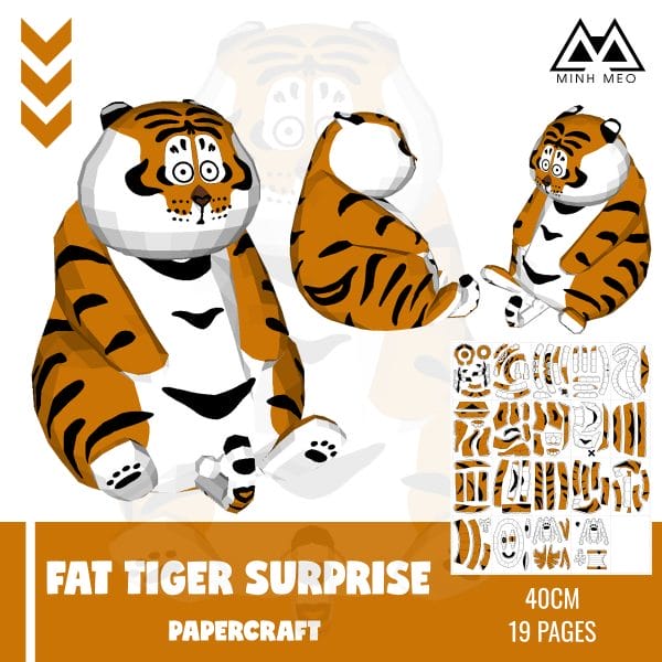 Fat Tiger Surprise papercraft,Paper Sculpture papercraft 3d