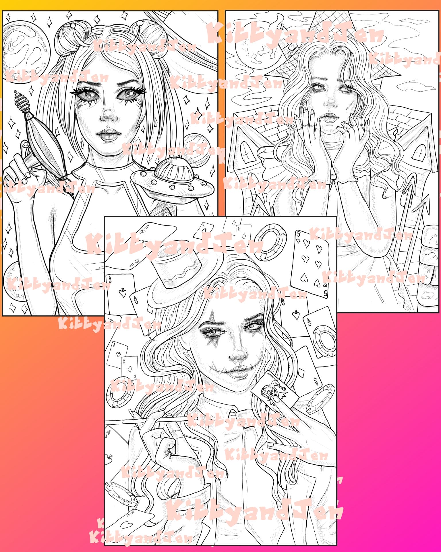 "Spooky Party part 2" Pdf coloring book 10 pages 3 "Spooky Party part 2" Pdf coloring book 10 pages - Image 3