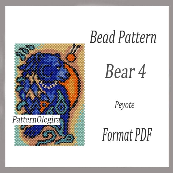 Bear 4 bead tapestry pattern Bear beading pattern Olegirabeadpatterns