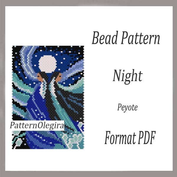 Night bead tapestry pattern Night beading pattern Olegirabeadpatterns
