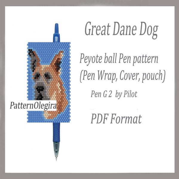 Great Dane Dog beading pattern Great Dane dog pen wraps Great Dane Dog cover pen Olegirabeadpatterns