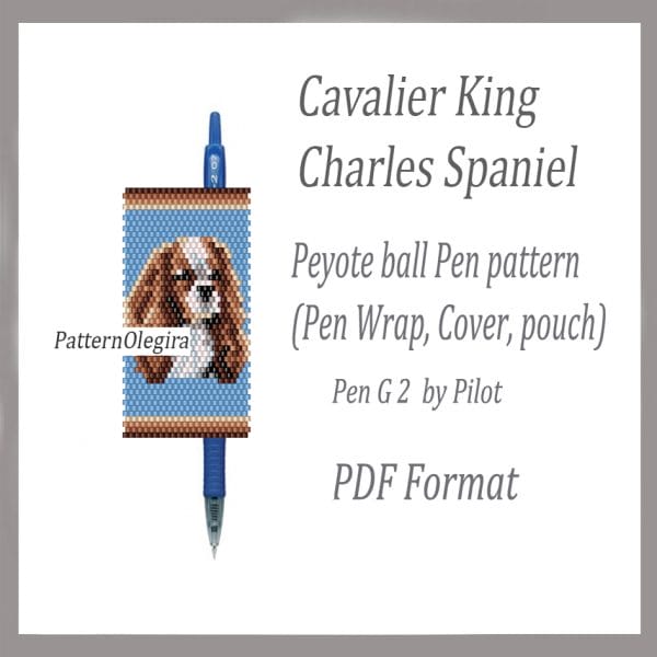 Cavalier King Charles Spaniel Dog bead pattern Spaniel Dog bead cover pen Spaniel Dog bead pwn wraps Olegirabeadpatterns