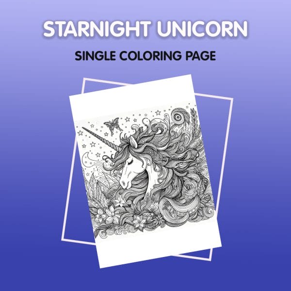 Single Coloring Page “Starnight Unicorn”