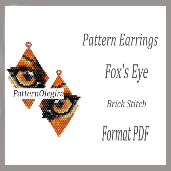 Fox's Eye Earrings bead pattern Beading Fox pattern Olegirabeadpatterns