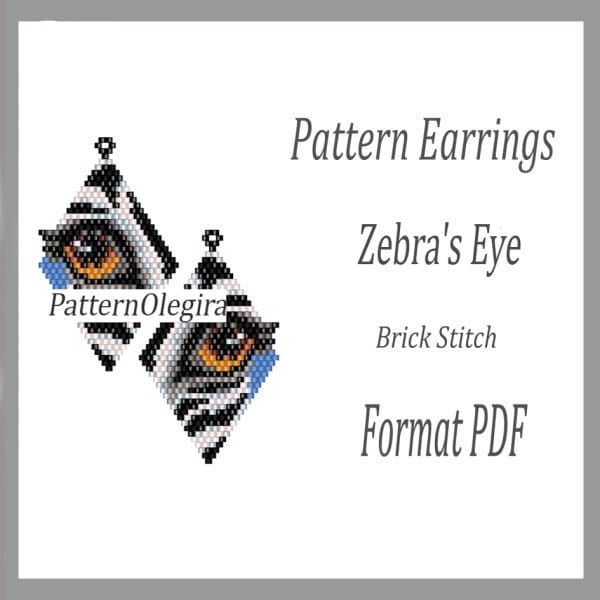 Zebra's Eye Earrings bead pattern Beading Zebra pattern Olegirabeadpatterns