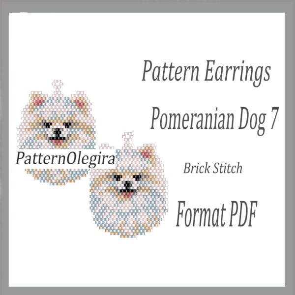 Pomeranian Dog 7 Earrings bead patterns PDF file Beading patterns Beading earrings Beading dogs Olegirabeadpatterns