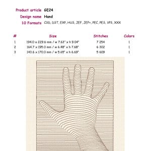 Machine embroidery design Hand, embroidery design for t-shirt