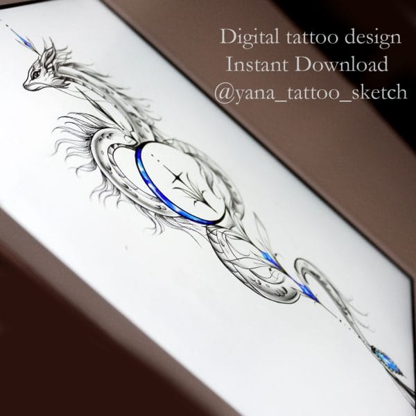 Dragon Tattoo Design Female Moon Dragon Tattoo Stencil Idea Sketc