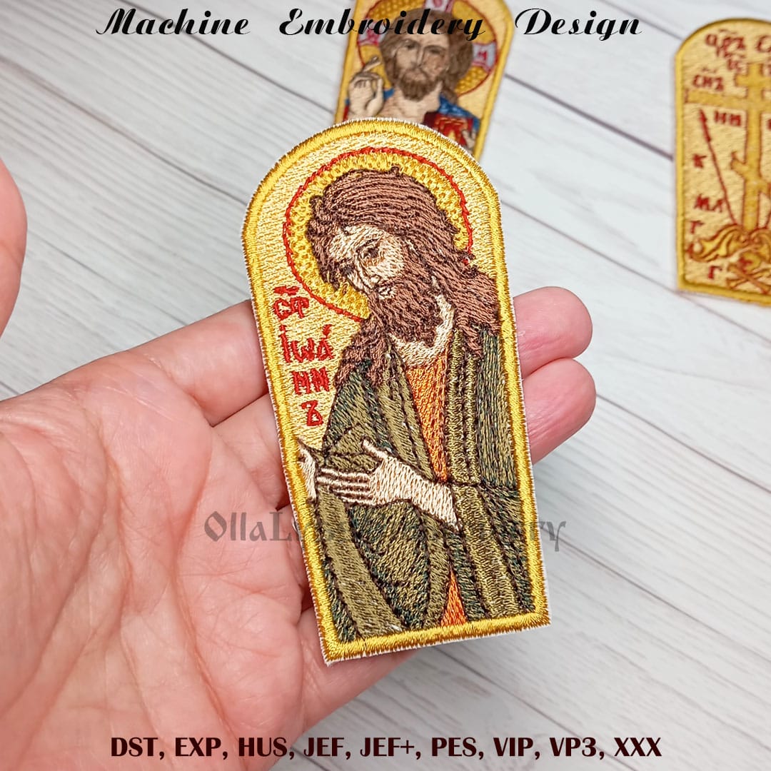 Icons for Mitre 3 embroidery designs 5 Embroidered icon of John the Baptist