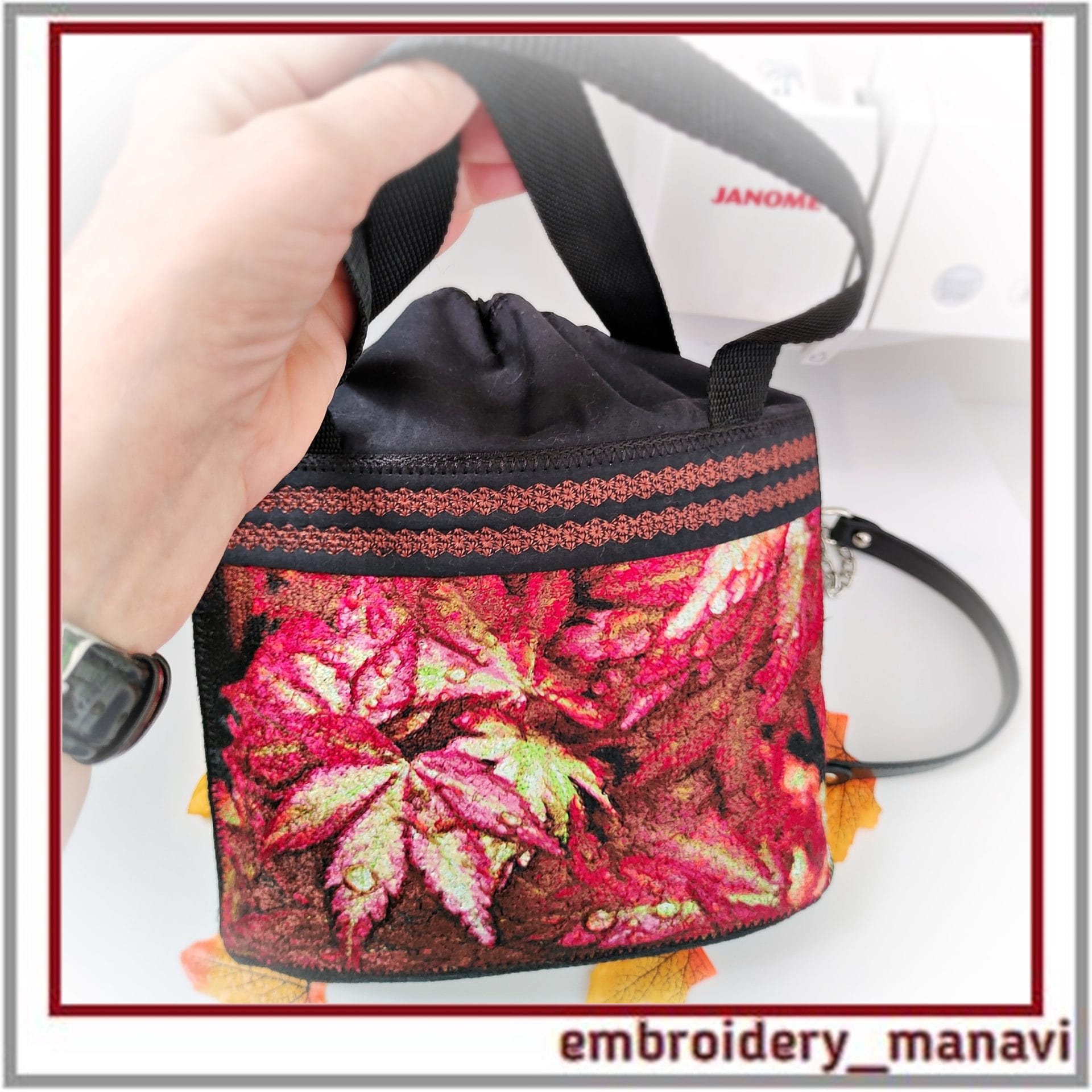 ITH Foldable Bag Autumn Leaves Quilting & Photostitch Design 2 ITH Foldable Bag Autumn Leaves Quilting & Photostitch Design - Image 2