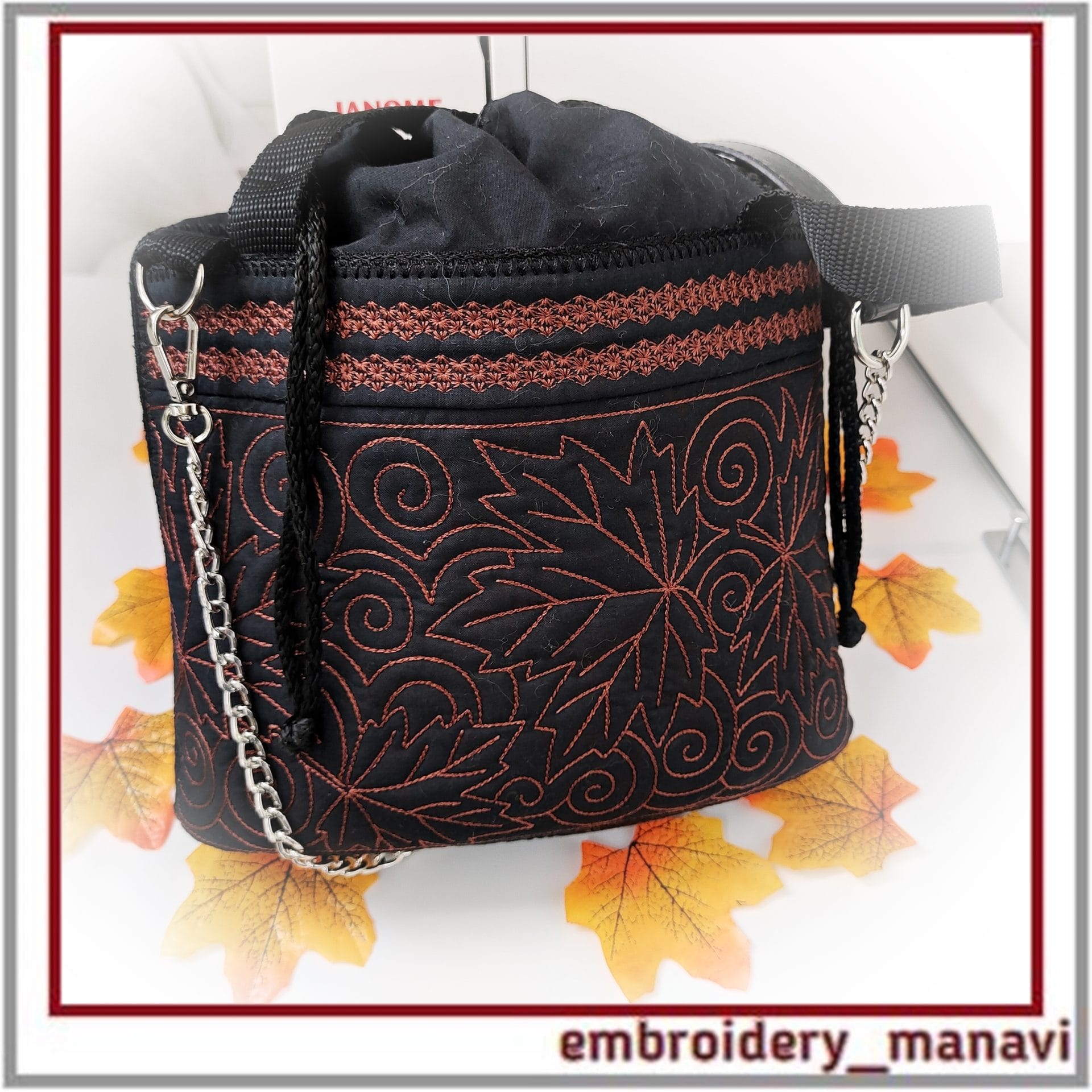 ITH Foldable Bag Autumn Leaves Quilting & Photostitch Design 5 ITH Foldable Bag Autumn Leaves Quilting & Photostitch Design - Image 5