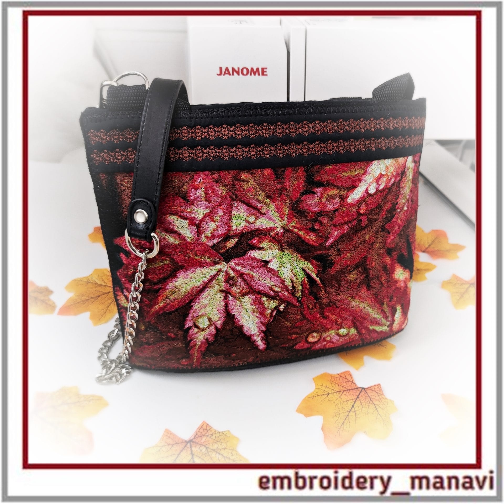 ITH Foldable Bag Autumn Leaves Quilting & Photostitch Design 4 ITH Foldable Bag Autumn Leaves Quilting & Photostitch Design - Image 4
