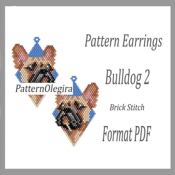 Bulldog Dog 2 beading pattern Dog bead earrings pattern Brick stitch pattern Olegirabeadpatterns