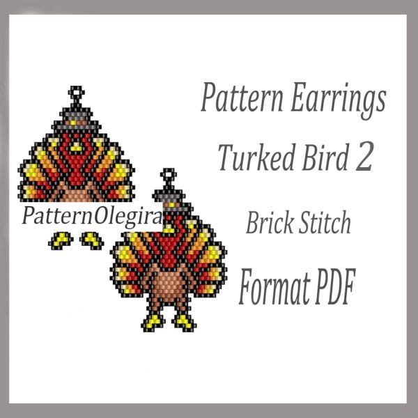 Turked Bird 2 bead earrings pattern Turked Bird bead pattern Olegirabeadpatterns