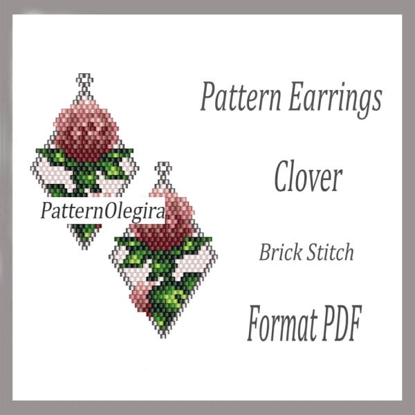 Clover bead Earrings pattern Flower bead pattern Bead Pattern Olegirabeadpatterns