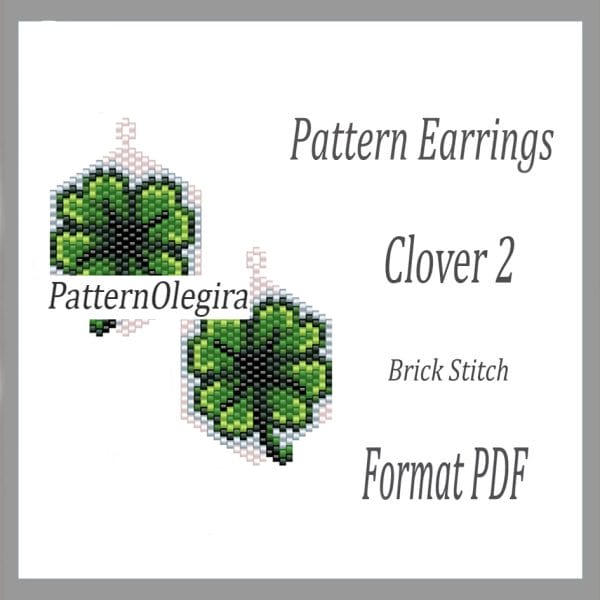 Clover 2 bead Earrings pattern Flower bead pattern Bead Pattern Olegirabeadpatterns