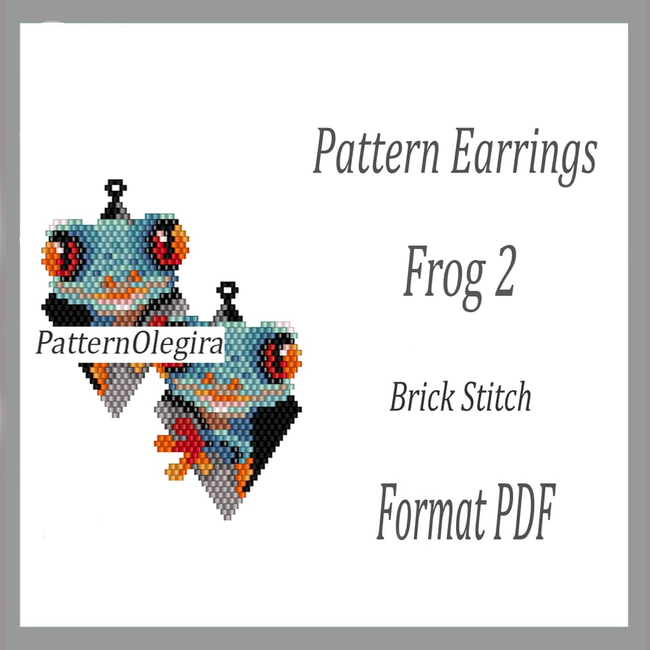 Frog 2 Earrings bead pattern PDF Bead earrings pattern 1 Frog 2 Earrings bead patterns PDF file Beading patterns Beading earrings Beading frog Olegirabeadpatterns