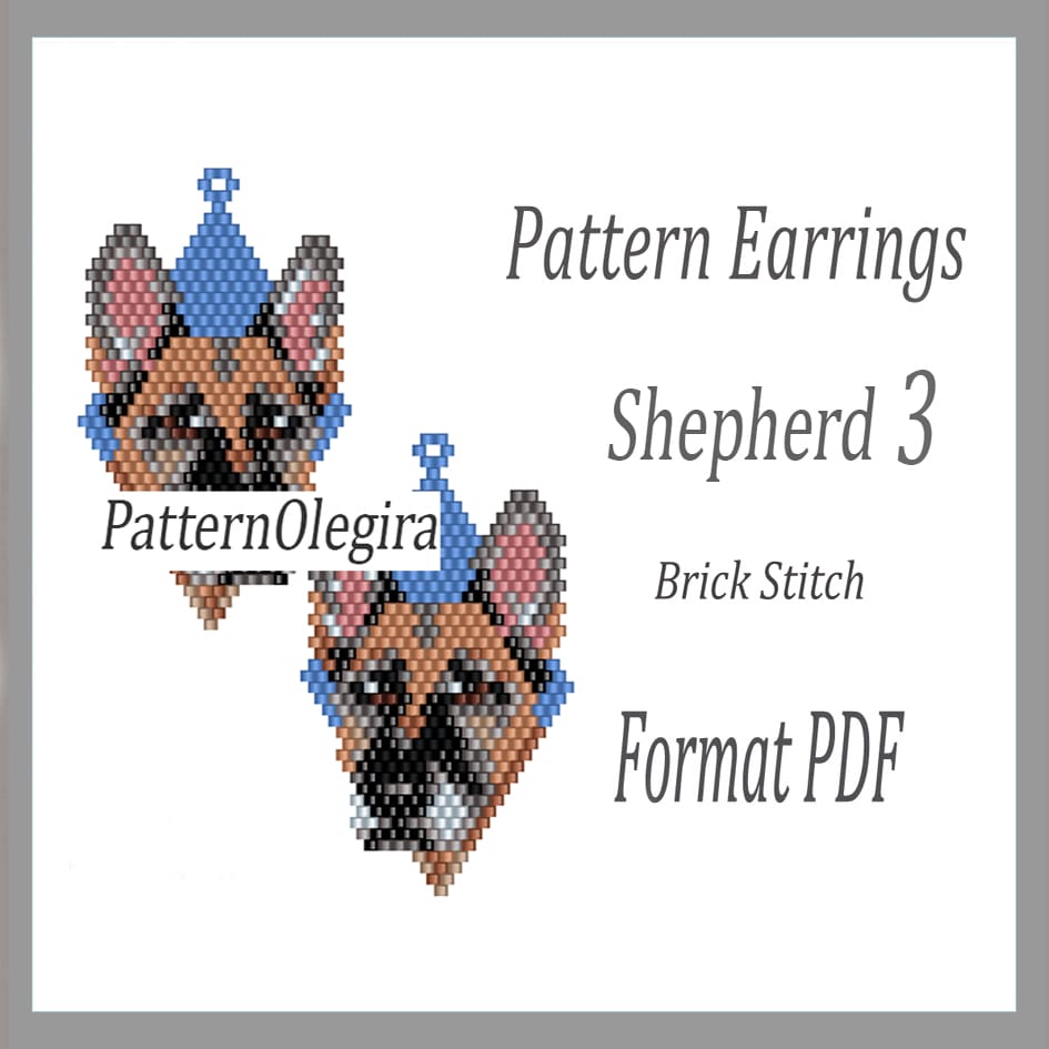 SHEPHERD 3 Earrings beading pattern PDF Brick stitch pattern 1 Shepherd Dog 3 beading pattern Dog bead earrings pattern Brick stitch pattern Olegirabeadpatterns
