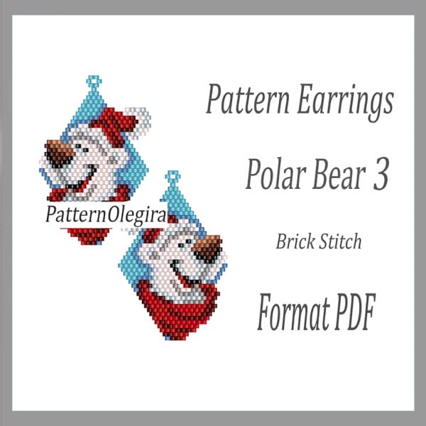 Polar Bear 3 bead earrings pattern Polar Bear bead pattern Olegirabeadpatterns