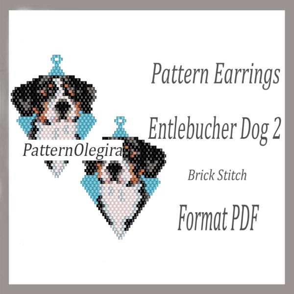 Entlebucher Dog 2 beading pattern Dog bead earrings pattern Brick stitch pattern Olegirabeadpatterns